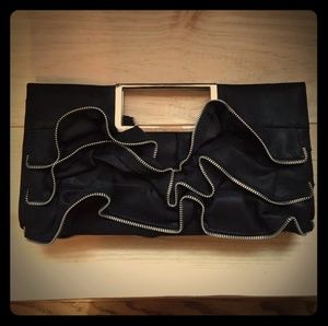 Limited ruffled zipper handbag